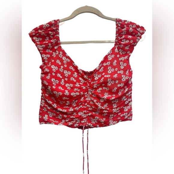 Zara Bright Pink floral crop top size large 🌸 - Picture 3 of 8